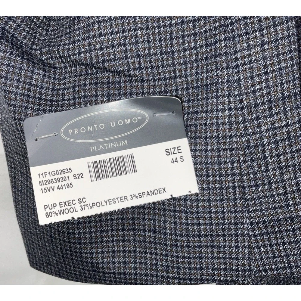 NWT Men's Pronto Uomo Platinum Pup‎ Executive Sport Coat Jacket Navy Brown 44 S